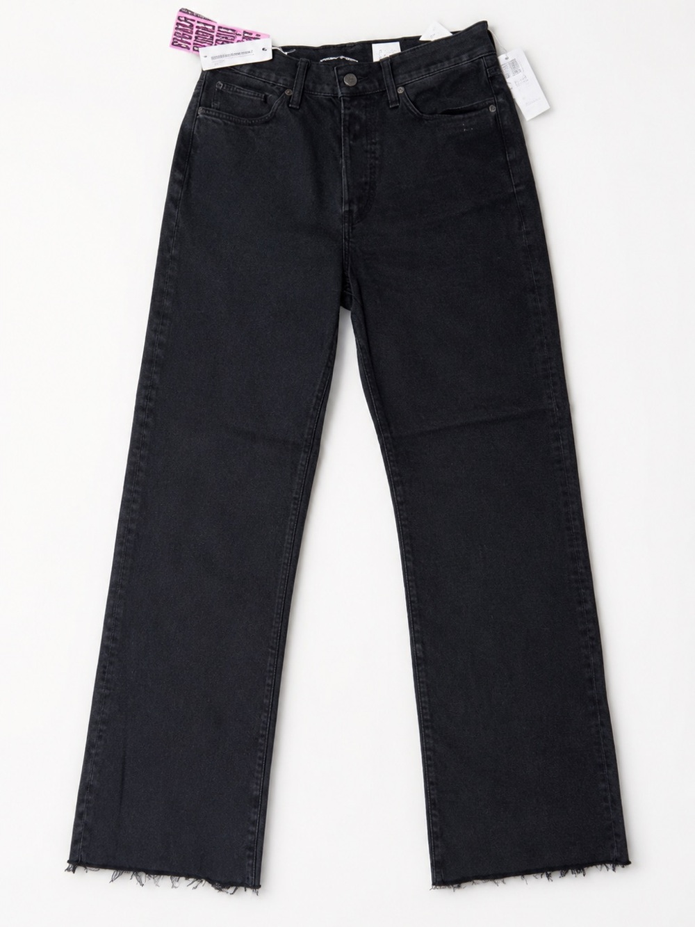 🦋NWT Aritzia Black Denim Forum Farrah High Rise Wide Leg Jeans Sz 28 minimalist